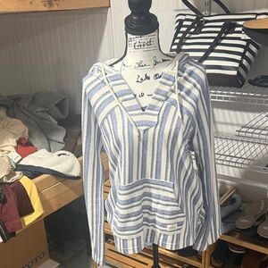 Roxy Blue and White Striped Hooded Pullover